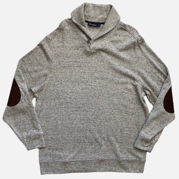 Daniel Cremieux Other - Daniel Cremieux Nwt Heather Gray Cotton Modal Shawl Neck Patch Elbow Sweater XL